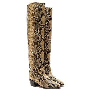 Jimmy Choo Snake Print Knee-High Boots. Sz 38